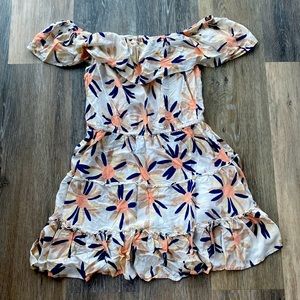 Blue Island Off Shoulder Ruffle Coverup